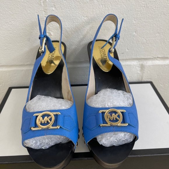 Michael Kors Shoes - Michael Kors Blue Limited Edition Buckle Wedge Heels Womens size US 10/EU 41.5